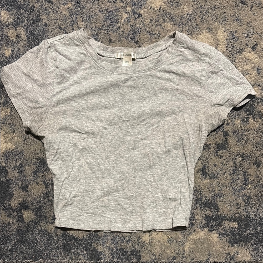 Bozzolo Gray Crop T-Shirt Short Sleeve Relaxed Fit